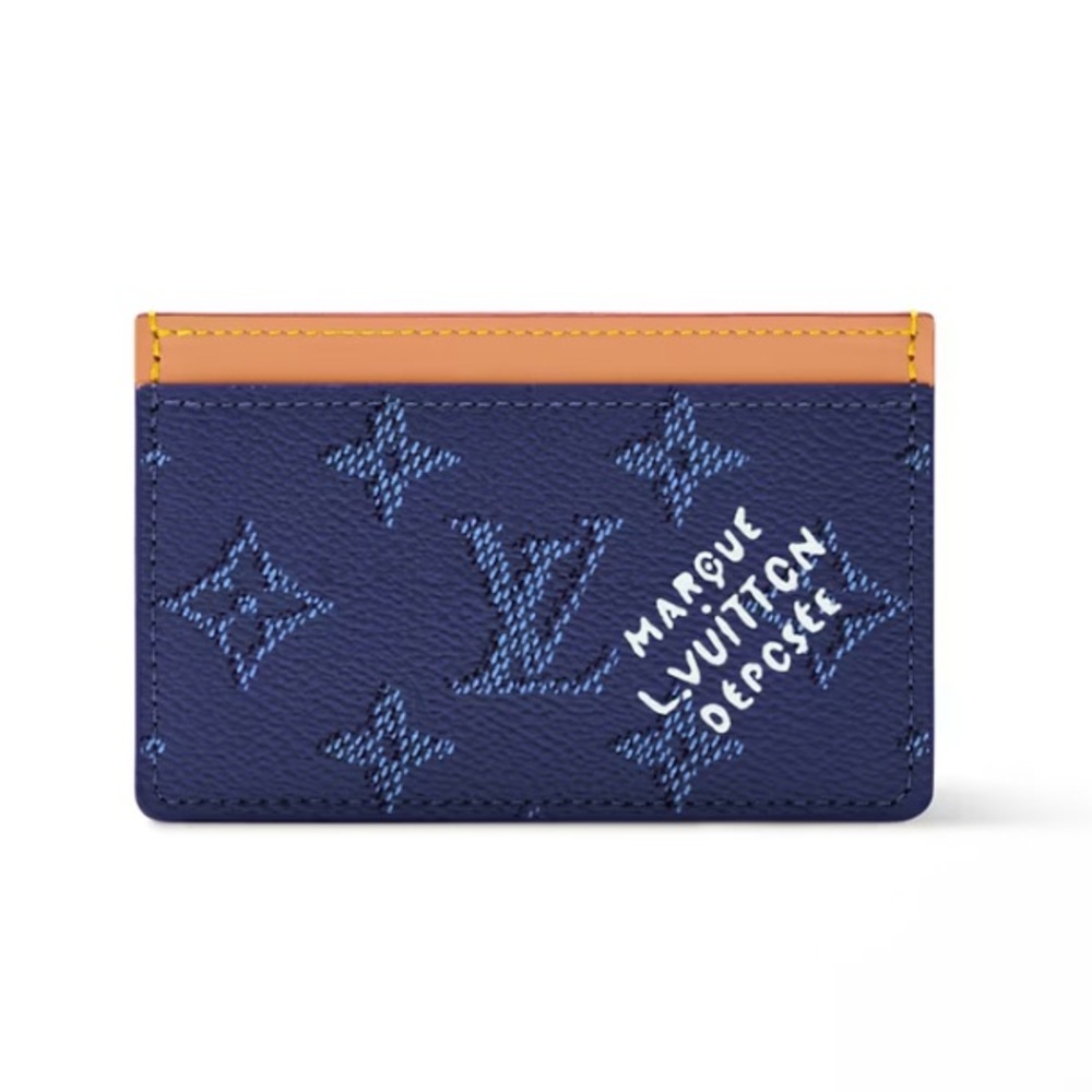 Louis Vuitton Blue and Tan Card Holder